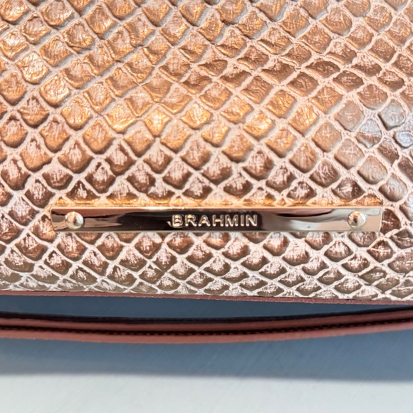 Brahmin Handbag, Tan Leather, Snakeskin Look - Picture 2 of 10